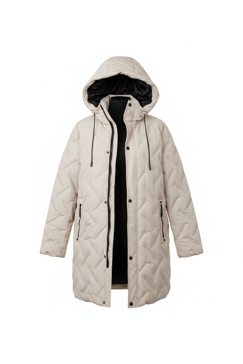 Luxe Hooded Puffer Jacket Cream/Beige